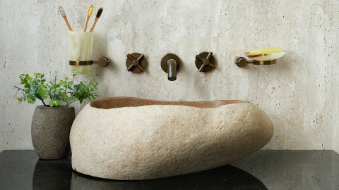 Раковина для ванной Piedra M443 из речного камня  Beige ИНДОНЕЗИЯ 00501111443_3