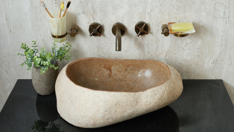 Раковина для ванной Piedra M443 из речного камня  Beige ИНДОНЕЗИЯ 00501111443_4