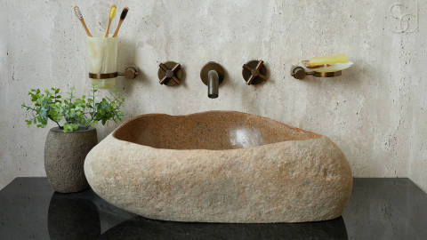 Раковина для ванной Piedra M443 из речного камня  Beige ИНДОНЕЗИЯ 00501111443_6