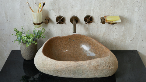Раковина для ванной Piedra M443 из речного камня  Beige ИНДОНЕЗИЯ 00501111443_9