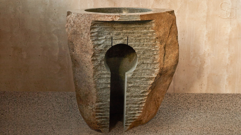 Раковина на ножке пьедестале Piedra M320 из речного камня  Beige ИНДОНЕЗИЯ 00501117320_7