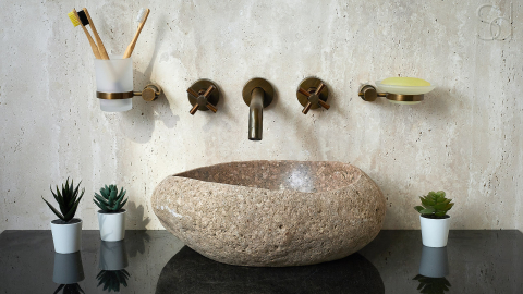 Раковина для ванной Piedra M343 из речного камня  Beige ИНДОНЕЗИЯ 00501111343_5
