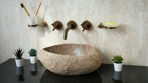 Раковина для ванной Piedra M343 из речного камня  Beige ИНДОНЕЗИЯ 00501111343_6
