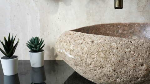 Раковина для ванной Piedra M343 из речного камня  Beige ИНДОНЕЗИЯ 00501111343_8