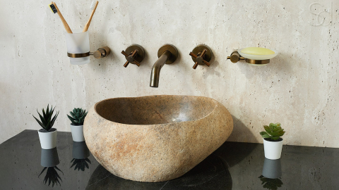 Раковина для ванной Piedra M346 из речного камня  Beige ИНДОНЕЗИЯ 00501111346_6