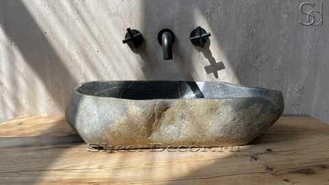 Раковина для ванной Piedra M285 из речного камня  Gris ИНДОНЕЗИЯ 00504511285_2