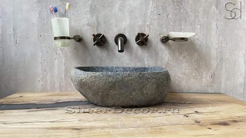 Раковина для ванной Piedra M293 из речного камня  Gris ИНДОНЕЗИЯ 00504511293_2