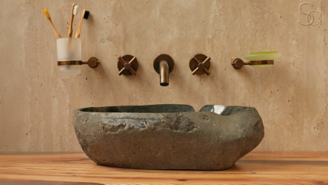 Раковина для ванной Piedra M303 из речного камня  Gris ИНДОНЕЗИЯ 00504511303_2