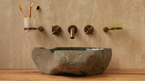 Раковина для ванной Piedra M303 из речного камня  Gris ИНДОНЕЗИЯ 00504511303_4