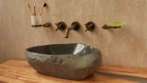 Раковина для ванной Piedra M303 из речного камня  Gris ИНДОНЕЗИЯ 00504511303_5