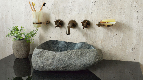 Раковина для ванной Piedra M349 из речного камня  Gris ИНДОНЕЗИЯ 00504511349_3