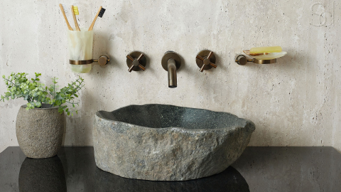 Раковина для ванной Piedra M350 из речного камня  Gris ИНДОНЕЗИЯ 00504511350_3