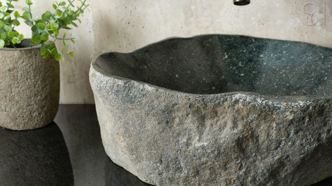 Раковина для ванной Piedra M350 из речного камня  Gris ИНДОНЕЗИЯ 00504511350_5