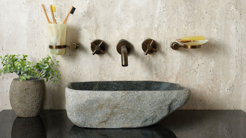 Раковина для ванной Piedra M370 из речного камня  Gris ИНДОНЕЗИЯ 00504511370_6