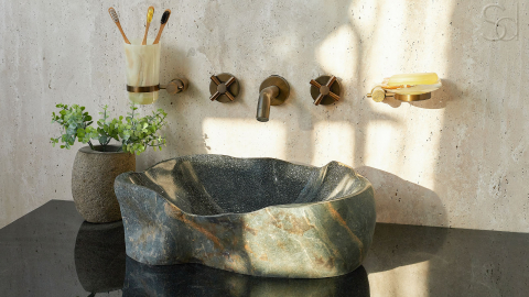 Раковина для ванной Piedra M412 из речного камня  Gris ИНДОНЕЗИЯ 00504511412_3