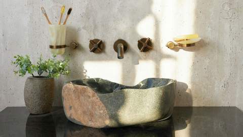 Раковина для ванной Piedra M412 из речного камня  Gris ИНДОНЕЗИЯ 00504511412_6