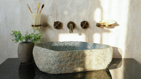 Раковина для ванной Piedra M408 из речного камня  Gris ИНДОНЕЗИЯ 00504511408_3