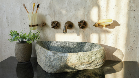 Раковина для ванной Piedra M408 из речного камня  Gris ИНДОНЕЗИЯ 00504511408_7
