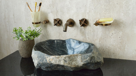 Раковина для ванной Piedra M406 из речного камня  Gris ИНДОНЕЗИЯ 00504511406_4