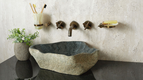 Раковина для ванной Piedra M390 из речного камня  Gris ИНДОНЕЗИЯ 00504511390_3