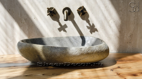 Мойка в ванную Piedra M37 из речного камня  Gris ИНДОНЕЗИЯ 0050451137_2