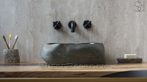 Мойка в ванную Piedra M227 из речного камня  Negro ИНДОНЕЗИЯ 00506911227_2