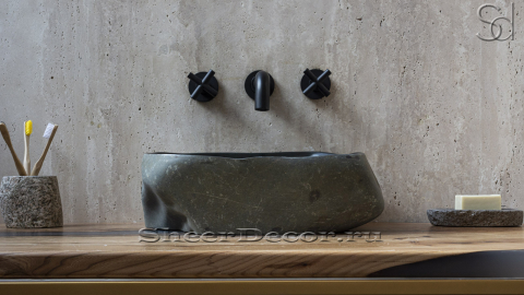 Мойка в ванную Piedra M227 из речного камня  Negro ИНДОНЕЗИЯ 00506911227_4