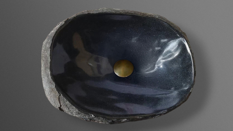 Раковина для ванной Piedra M346 из речного камня  Negro ИНДОНЕЗИЯ 00506911346_1