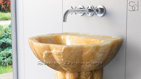 Каменная раковина на пьедестале Regan из желтого оникса Honey Onyx ИНДИЯ 171016171 для ванной комнаты_3