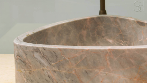 Мраморная раковина Revia из серого камня Emperador Grey ТУРЦИЯ 177076111 для ванной комнаты_2