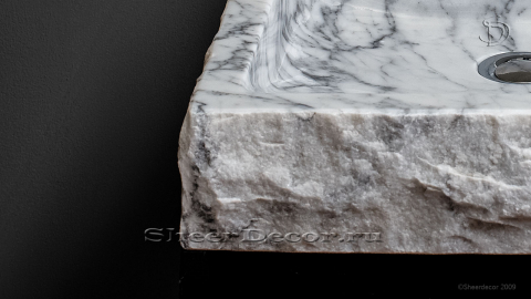 Белая раковина Rock из натурального мрамора Bianco Carrara ИТАЛИЯ 035005311 для ванной комнаты_3