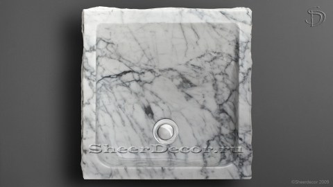 Белая раковина Rock из натурального мрамора Bianco Carrara ИТАЛИЯ 035005311 для ванной комнаты_6