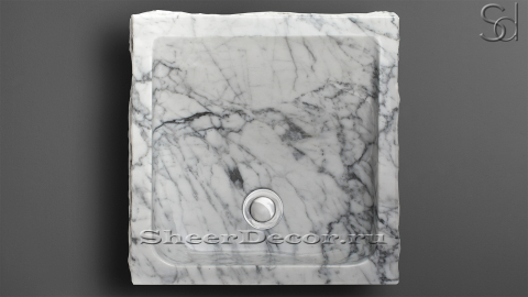 Белая раковина Rock из натурального мрамора Bianco Carrara ИТАЛИЯ 035005111 для ванной комнаты_3