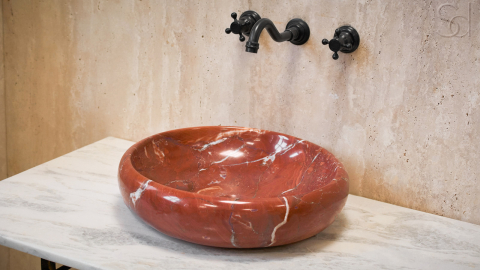 Мраморная раковина Ronda из красного камня Burgundy Honey ИНДИЯ 003041111 для ванной комнаты_3