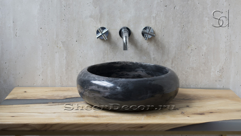 Мраморная раковина Ronda из черного камня Nero Marquina ИСПАНИЯ 003018111 для ванной комнаты_1