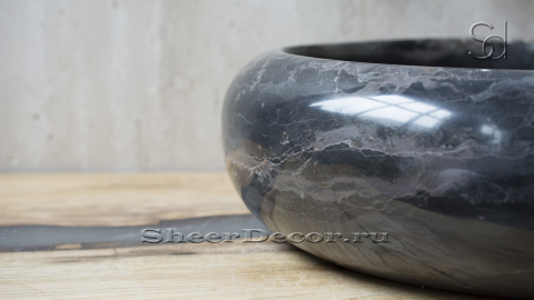 Мраморная раковина Ronda из черного камня Nero Marquina ИСПАНИЯ 003018111 для ванной комнаты_5