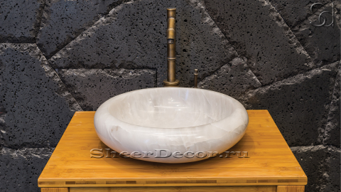 Мраморная раковина Ronda из перламутрового камня White Jade ИНДИЯ 003068111 для ванной комнаты_4