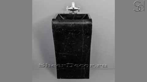 Мраморная раковина на пьедестале Sette из черного камня Nero Marquina ИСПАНИЯ 044018171 для ванной комнаты_4