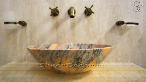 Мраморная раковина Sfera из розового камня Crystal Orange ПАКИСТАН 001037111 для ванной комнаты_2