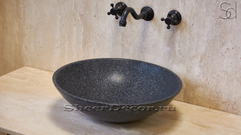Гранитная раковина Sfera из черного камня Grey Pearl КИТАЙ 001169011 для ванной комнаты_3