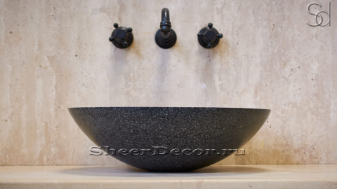 Гранитная раковина Sfera из черного камня Grey Pearl КИТАЙ 001169011 для ванной комнаты_4