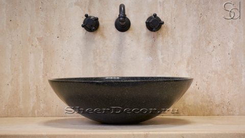 Гранитная раковина Sfera из черного камня Grey Pearl КИТАЙ 001169111 для ванной комнаты_3