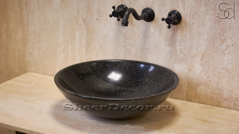 Гранитная раковина Sfera из черного камня Grey Pearl КИТАЙ 001169111 для ванной комнаты_4