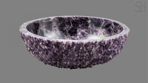 Каменная мойка Sfera из сиреневого флюорита Winy Fluorite ИТАЛИЯ 001197311 для ванной комнаты_4