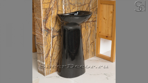 Базальтовая раковина на пьедестале Sierra M3 из черного камня Carbon ИНДОНЕЗИЯ 128008173 для ванной комнаты_1