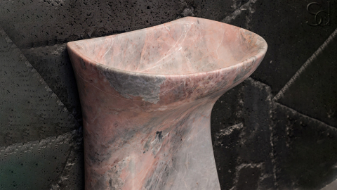 Мраморная раковина на пьедестале Sierra M9 из серого камня Emperador Grey ТУРЦИЯ 128076179 для ванной комнаты_6