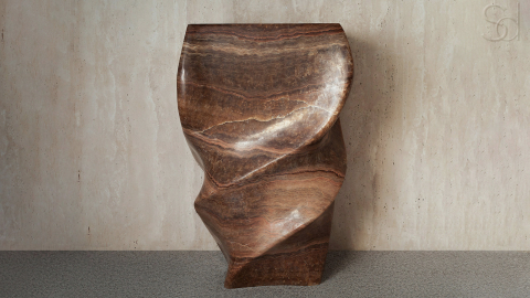 Каменная мойка Spirale из коричневого оникса Brown Honey ИНДИЯ 000081171 для ванной комнаты_5