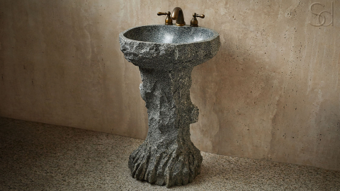 Гранитная раковина Muleta M2 из серого камня Marengo ИСПАНИЯ 613017312 для ванной комнаты_2