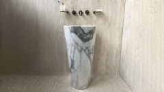 Мраморная раковина с пьедесталом Alana M11 из белого камня Statuario ИТАЛИЯ 0411451711 для  комнаты_4