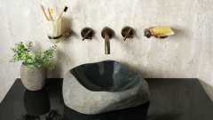 Раковина для ванной Piedra M342 из речного камня  Negro ИНДОНЕЗИЯ 00506911342_1